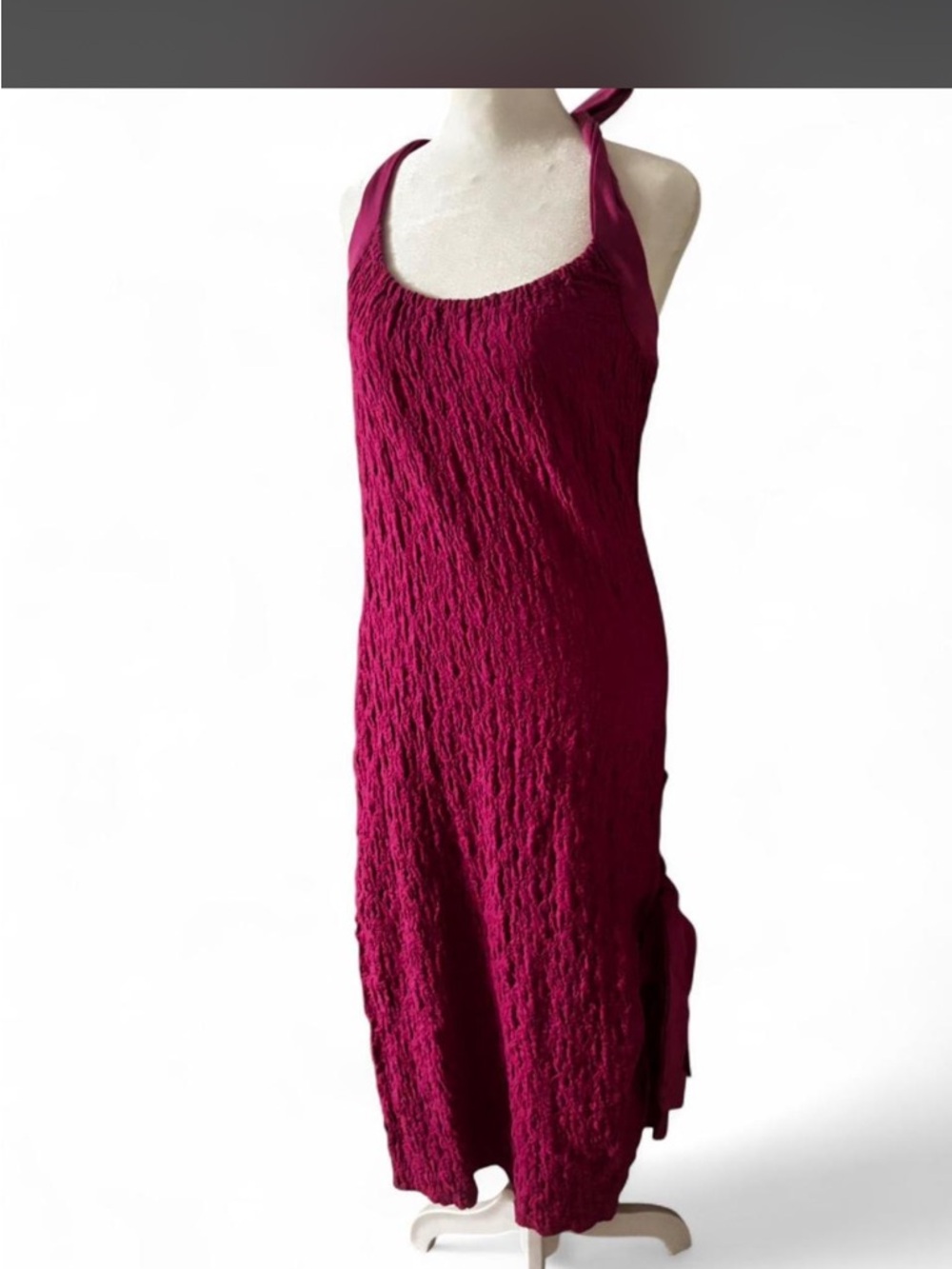 Free People Deep Berry Tie-Shoulder Midi Dress